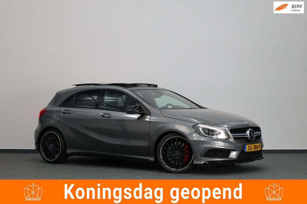 Mercedes-Benz A-klasse AMG 45 4MATIC 361+PK LED/LEER+S.VERWA, Auto's, Automaat, Gebruikt, Euro 6, 4 cilinders