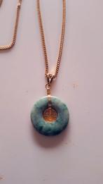 Jade hanger met Chinees karakter en ketting, Met hanger, Ophalen of Verzenden, Zo goed als nieuw, Steen of Mineraal