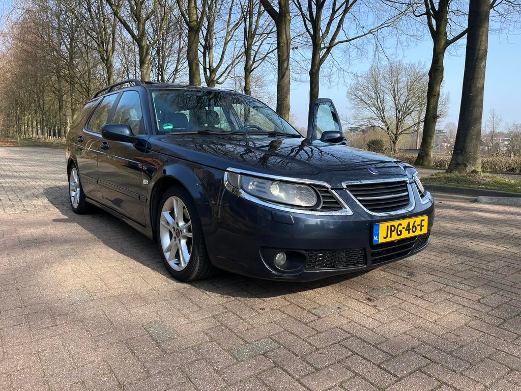 Saab 9-5 2.3 Aero Estate|Schuifdak|Beurt|APK|Full Options!!, 1800 kg, Beige, 4 cilinders, Blauw