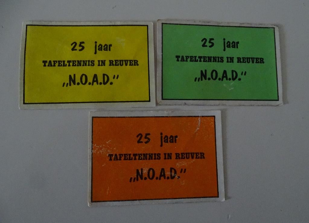 N.O.A.D.  TAFELTENNIS in REUVER   25 JAAR, Verzenden, Zo goed als nieuw, Luciferdoosjes of -merken