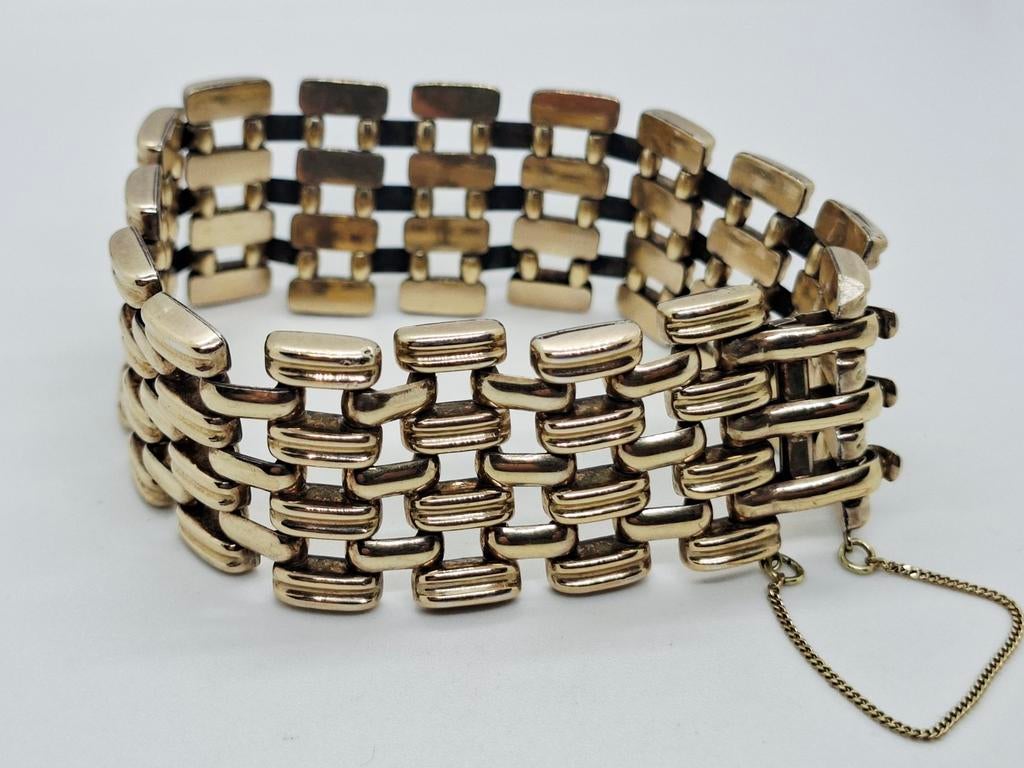 Vintage Zilveren Armband met 14K Gouden Laag, Ophalen of Verzenden, Goud, Zilver