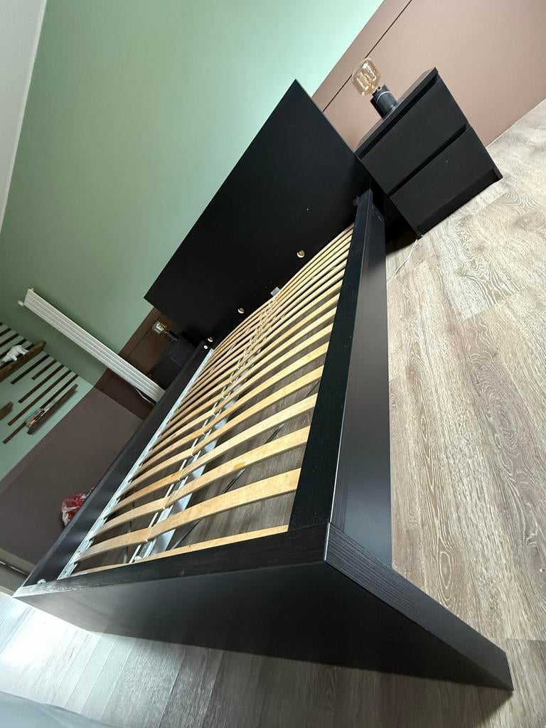 IKEA Malm bedframe zwart (excl. matras), Huis en Inrichting, Slaapkamer | Bedden, Ophalen, Gebruikt, Zwart, Tweepersoons