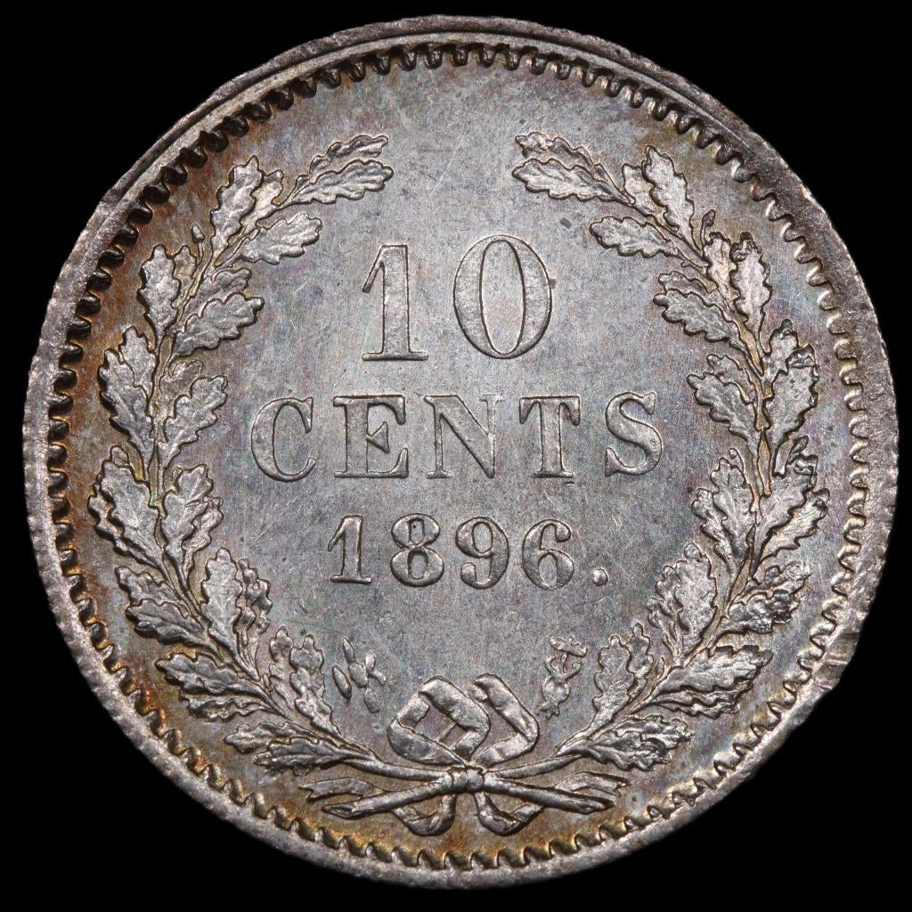 10 cent 1896. Unc., Postzegels en Munten, Munten | Nederland, Zilver, Ophalen of Verzenden, 10 cent, Koningin Wilhelmina