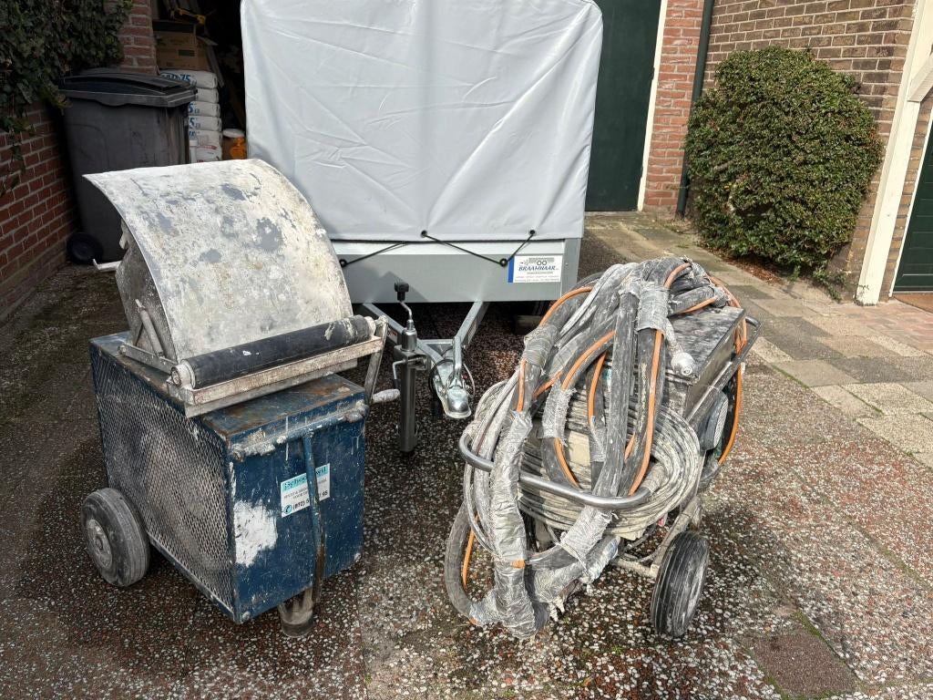 Spackspuit met Compressor + 1-assige aanhanger Te koop!, Ophalen