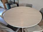 Ronde wit geschilderde massief houten eettafel 140cm, Gebruikt, 100 tot 150 cm, Rond, Ophalen of Verzenden