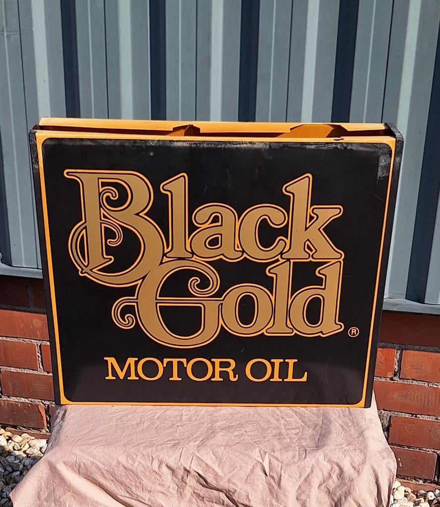 Black Gold Motor Oil Lichtbak Plaat - Vintage Reclame, Ophalen, Reclamebord, Gebruikt, .