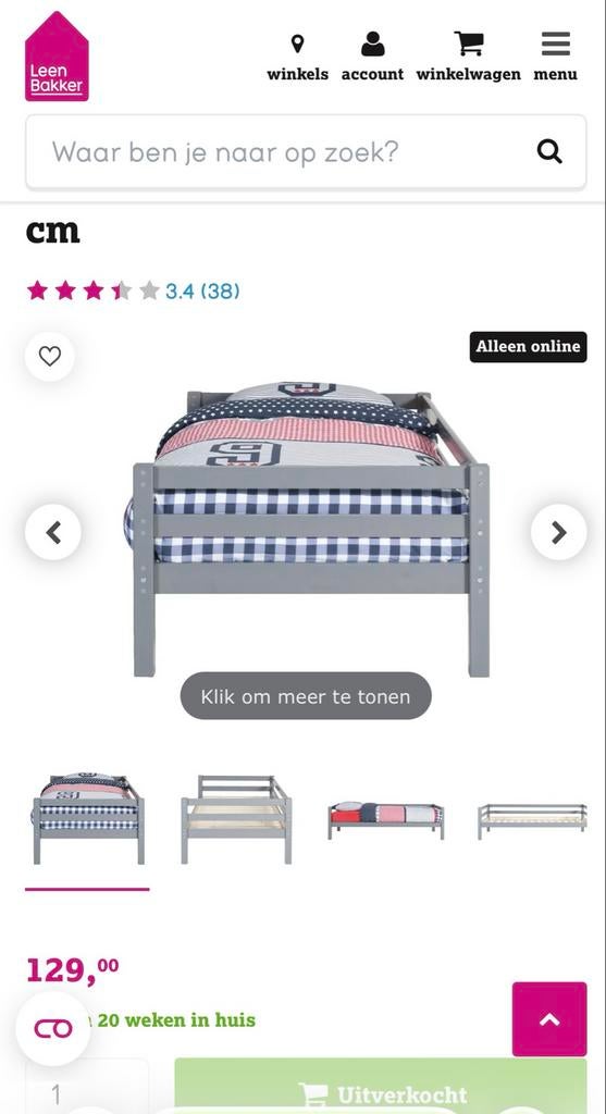 Leen Bakker Ties bed 90x200 met lattenbodem, Huis en Inrichting, Slaapkamer | Bedden, Ophalen, 90 cm, Eenpersoons, Zo goed als nieuw