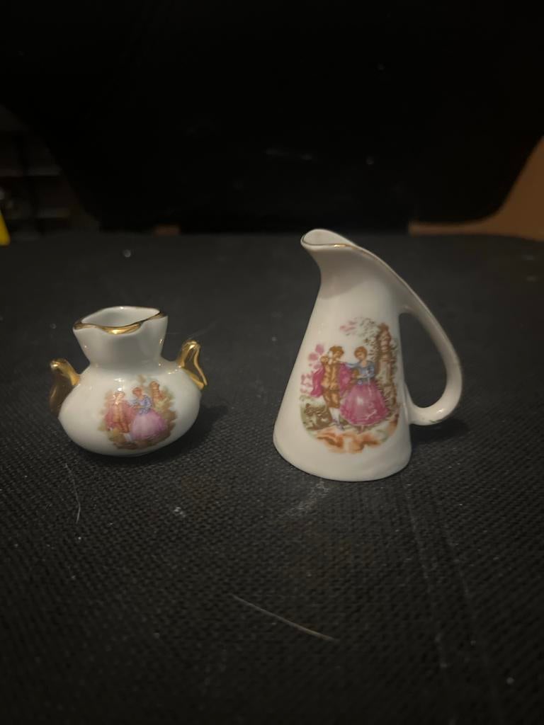 Frans Porselein Miniaturen - Schenkkannetje & Amfoor, Ophalen of Verzenden