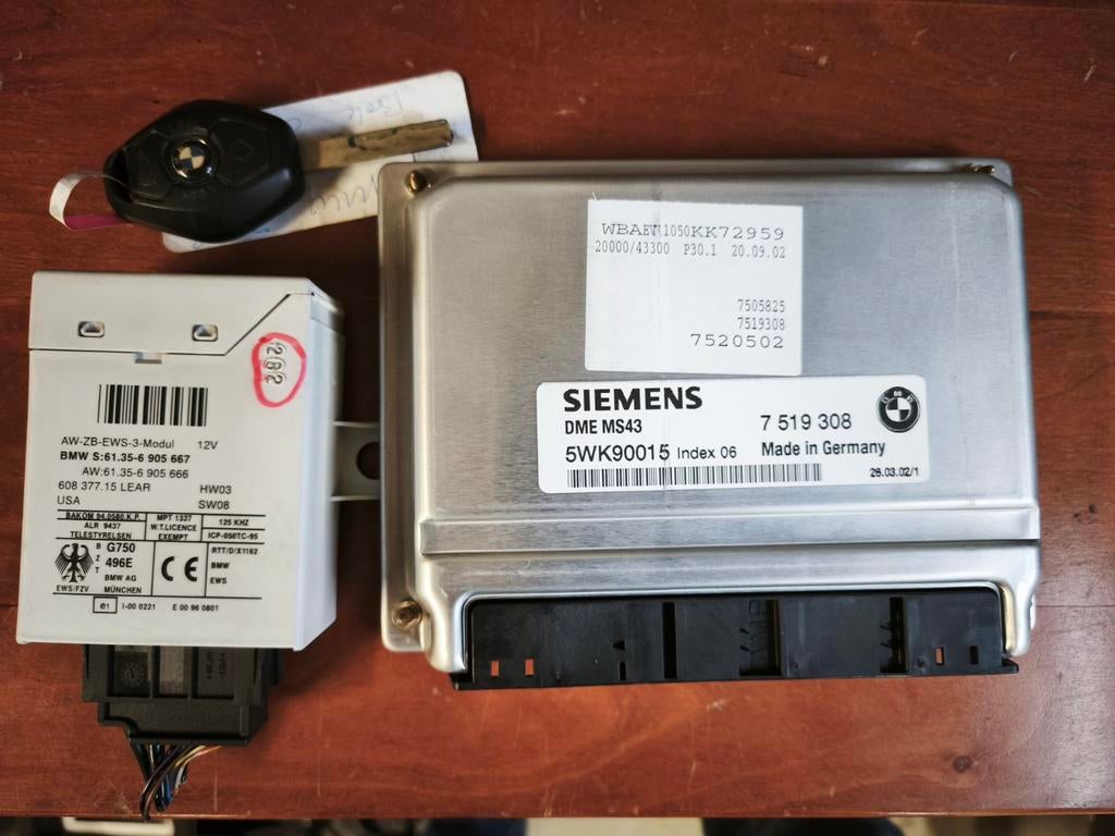 Startset BMW E46 320i M54B22 aut ms43 ecu dme 7519308, B, Ophalen of Verzenden, W, BMW