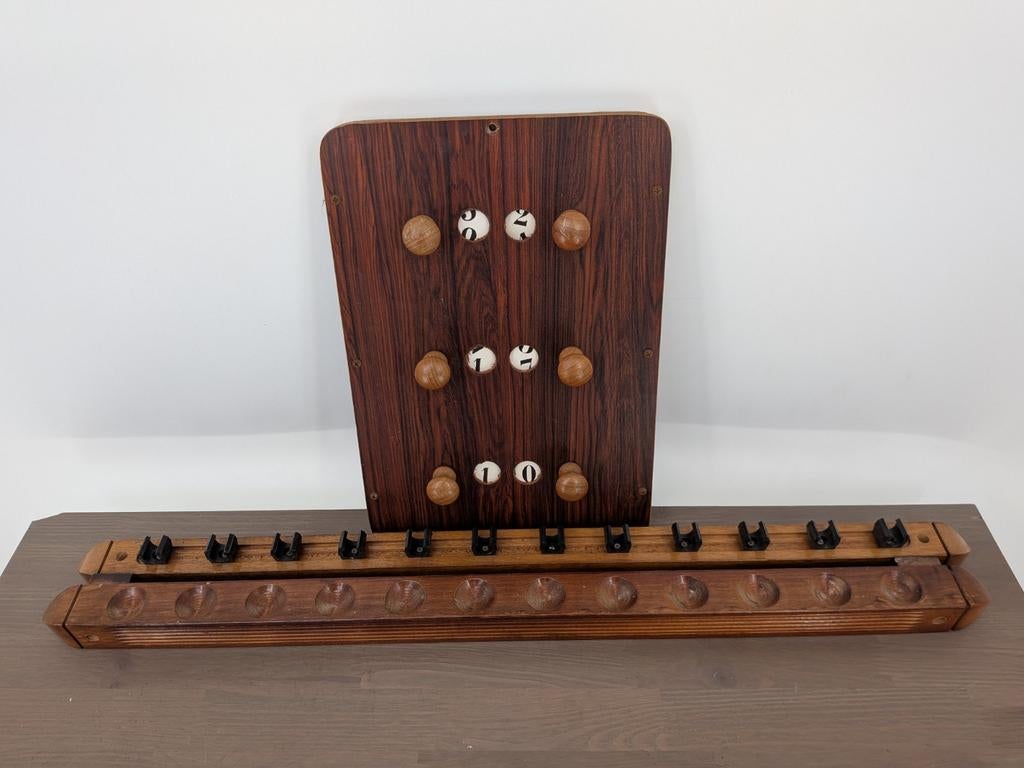 Vintage Houten Biljart Scorebord en Keu Rekken, Gebruikt, Overige typen, Onbekend, Ophalen of Verzenden