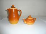 Oranje chocolade kan en theepotje. De sphinx. Parafeu., Gebruikt, Ophalen of Verzenden, Overige stijlen, Kop(pen) en/of Schotel(s)