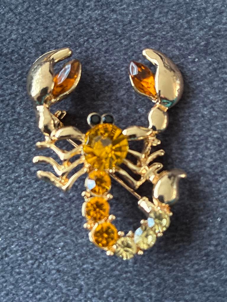Gouden Schorpioen Broche met Glanzende Kristallen, Ophalen of Verzenden, Zo goed als nieuw