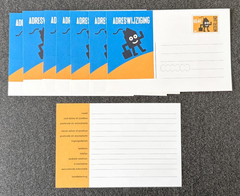 Adreswijziging € 0,44 Nederland 8 stuks, Ophalen of Verzenden, Briefkaart