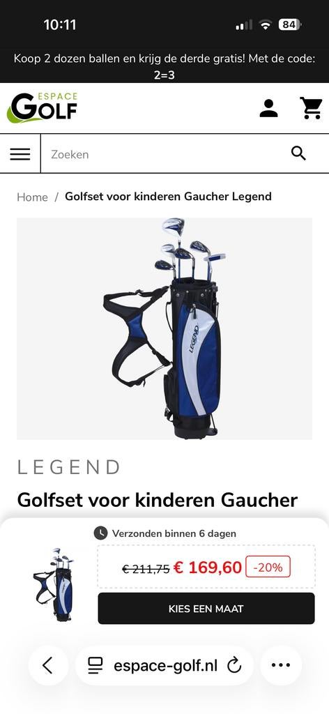 Junior Legend golfset (11-14 jaar) - Goede staat, Sport en Fitness, Golf, Ophalen, Gebruikt, Set, Overige merken