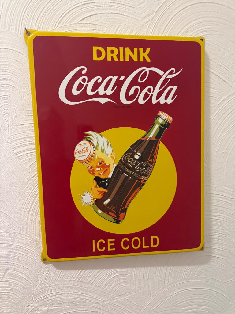 Coca cola emaille bord, Verzamelen, Ophalen of Verzenden, Zo goed als nieuw, Reclamebord