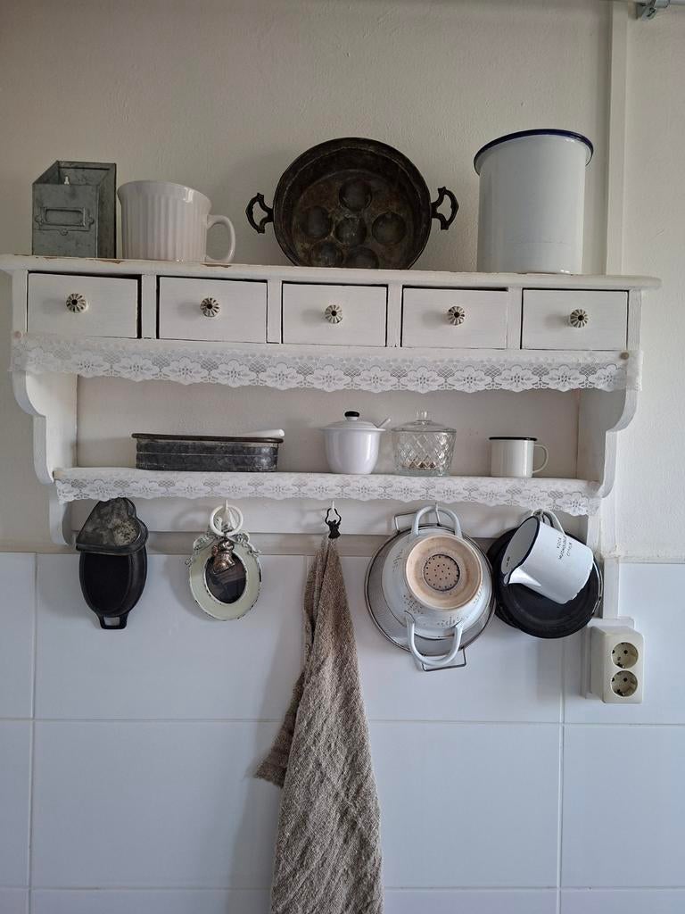 Prachtig brocante keukenrek., Zo goed als nieuw, Minder dan 100 cm, Hout, Ophalen