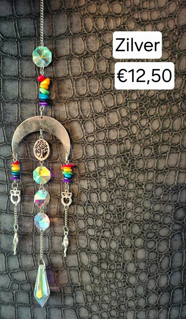 Handgemaakte suncatcher met maan en uiltjes, Huis en Inrichting, Woonaccessoires | Overige, Ophalen of Verzenden