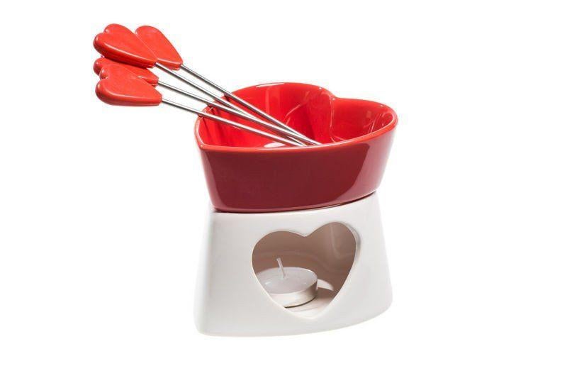 Chocoladefondue - hartvormig ROOD, Witgoed en Apparatuur, Fonduesets, Nieuw, Fondueset, Waxinelicht, Ophalen of Verzenden