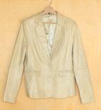 Echt leren lichtgele, butter yellow kleur jas blazer L 42, Geel, Maat 42/44 (L), Ophalen of Verzenden, Onbekend