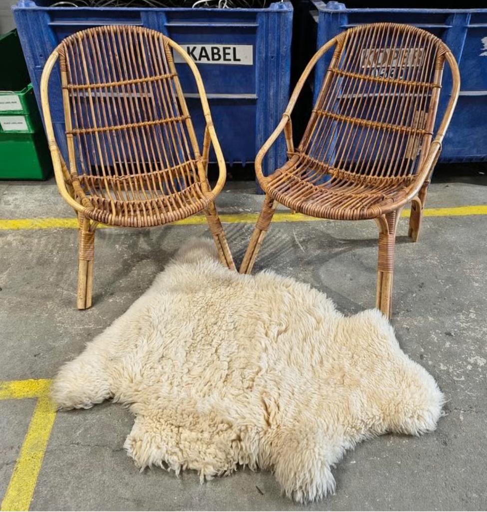 2 x Vintage rotan stoel, Verzamelen, Ophalen, Huis en Inrichting