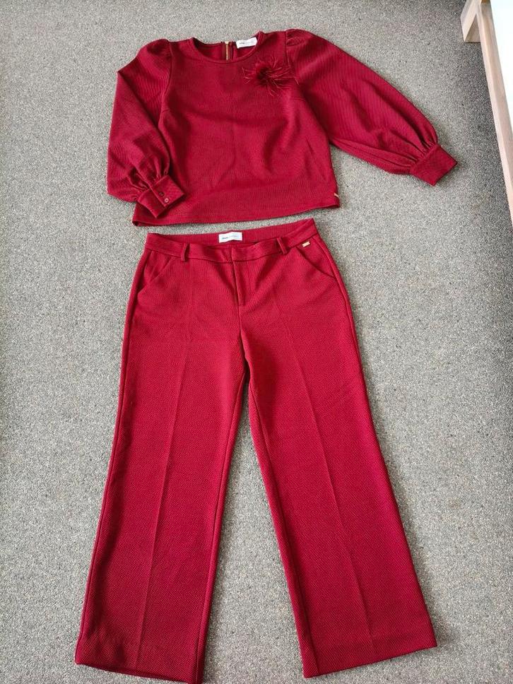Pom Amsterdam Bordeaux Rood Broek (44) & Top (44) Wafelstof, Kleding | Dames, Broeken en Pantalons, Zo goed als nieuw, Maat 42/44 (L)