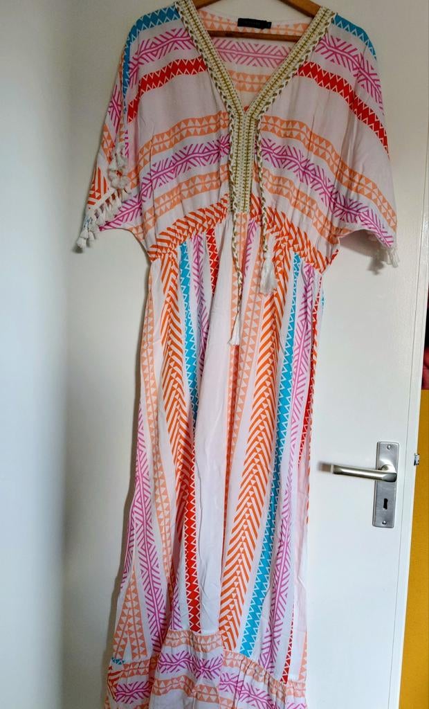Lange gekleurde ibiza stryle/boho jurk maat L/XL, Overige kleuren, Maat 46/48 (XL) of groter, Pescara, Nieuw