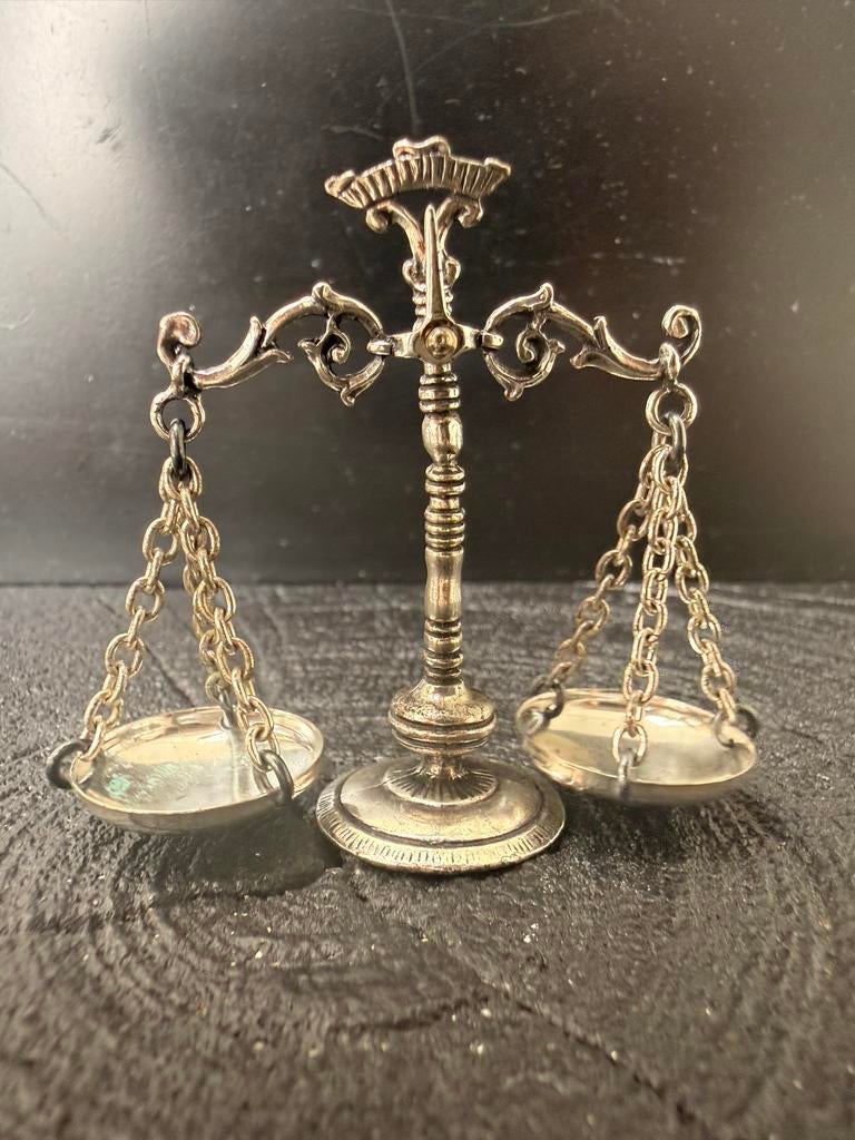 Zilveren Miniatuur Weegschaal, Antiek en Kunst, Verzenden, Zilver