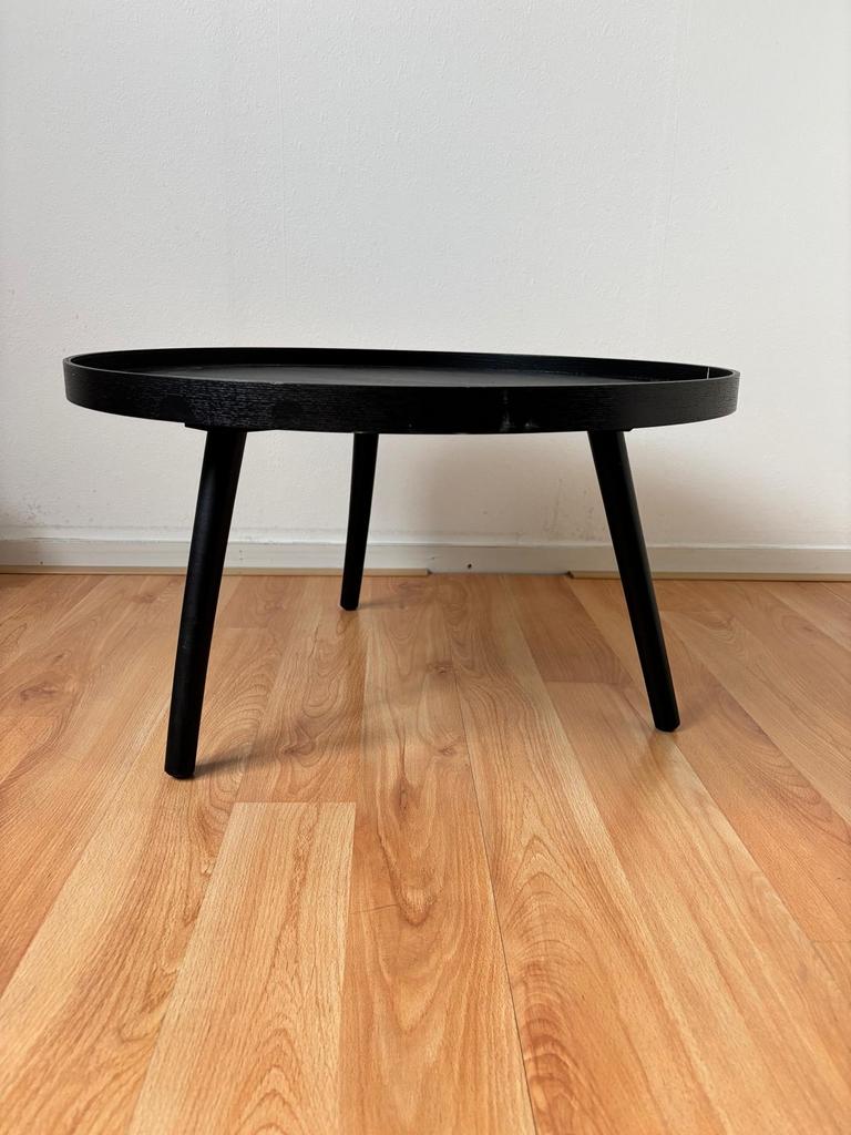 Zwarte ronde salontafel, Huis en Inrichting, Tafels | Salontafels, Ophalen, Gebruikt, 50 tot 100 cm, Rond