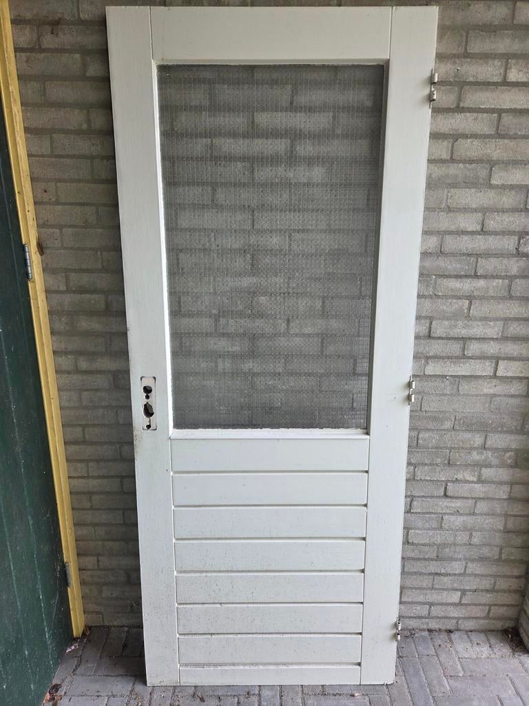 Hardhouten achterdeur 81.5x198.5 cm, Doe-het-zelf en Verbouw, Gebruikt, 80 tot 100 cm, Minder dan 200 cm, Ophalen of Verzenden