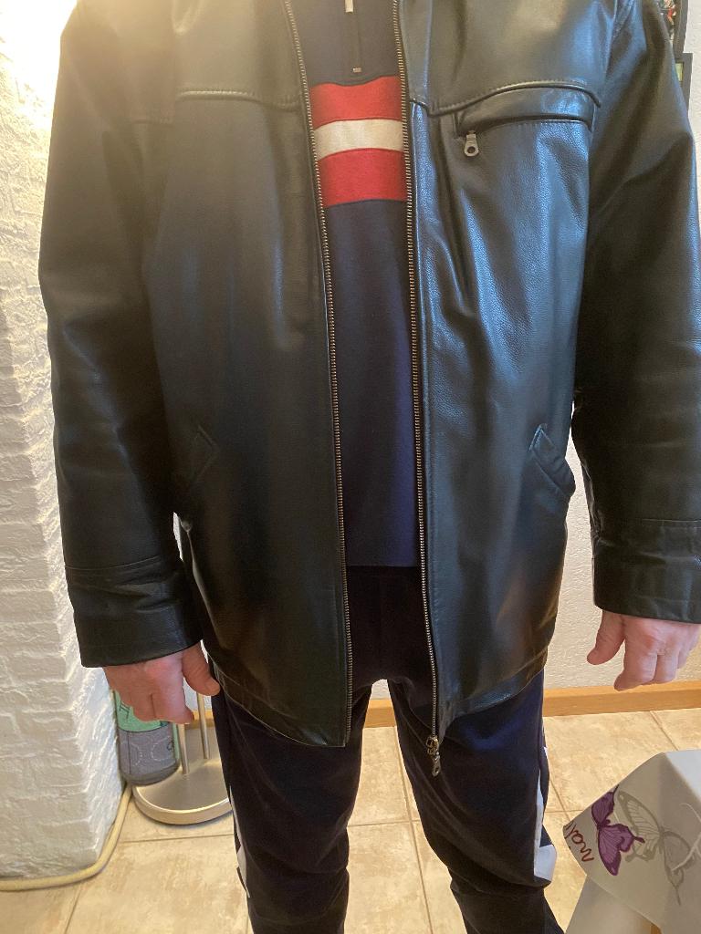 Zwarte leren herenjas maat xl in goede staat, Ophalen of Verzenden, Zo goed als nieuw, Maat 56/58 (XL), Zwart