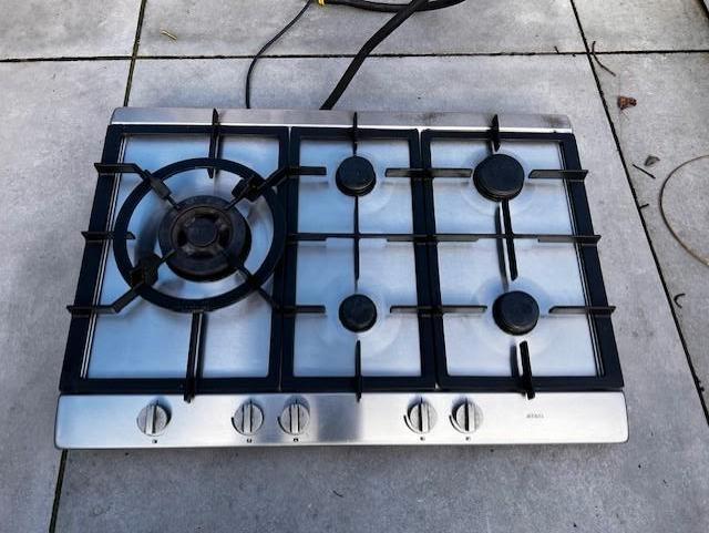 5-pits gaskookplaat, Witgoed en Apparatuur, Kookplaten, Gebruikt, Inbouw, Gas, 5 kookzones of meer, Ophalen