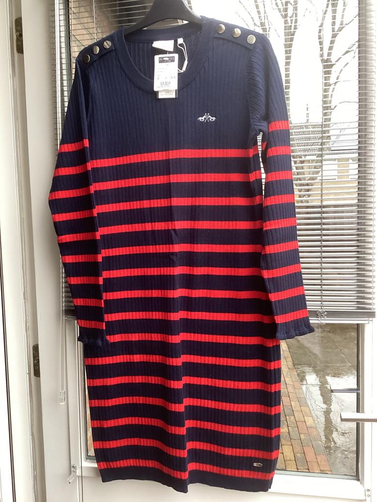 HV polo society jurk blauw rood, Kleding | Dames, Ophalen of Verzenden, Zo goed als nieuw, Maat 42/44 (L), Blauw