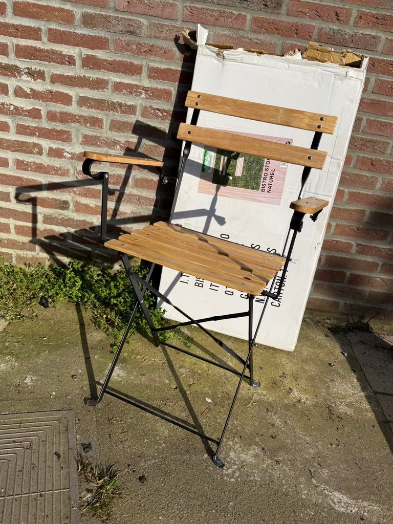 Bistro Tuinstoelen – Nieuw in doos, Ophalen of Verzenden, Zo goed als nieuw, Metaal, Inklapbaar