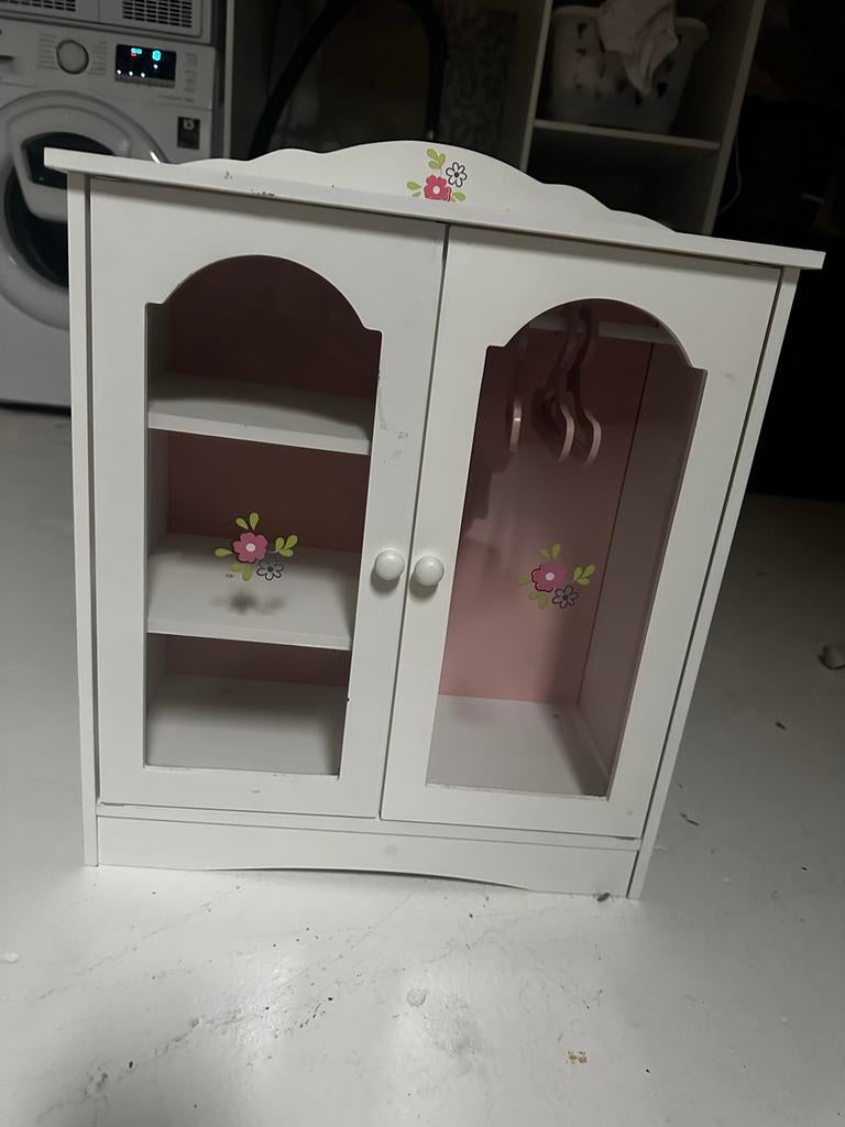 Leuke poppenkast / poppenkledingkast wit met roze, Ophalen of Verzenden, Gebruikt, Kast