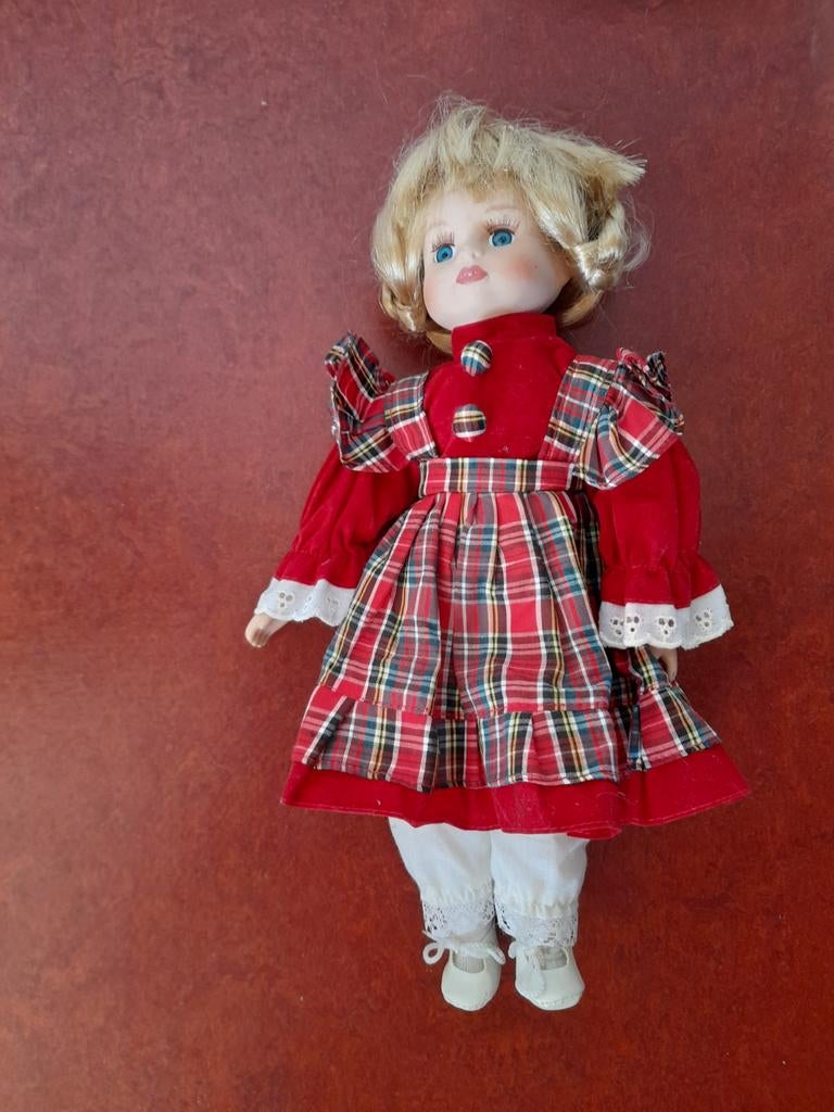 Vintage pop in geruite jurk, Ophalen of Verzenden, Zo goed als nieuw, Overige typen