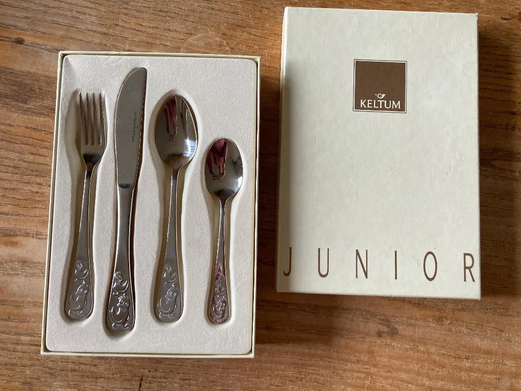 Keltum junior kinderbestek eendjes - nieuw, Nieuw, Ophalen of Verzenden, Rvs of Chroom, Vaatwasserbestendig