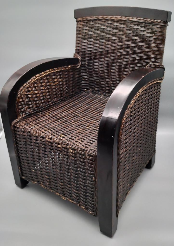 Donkerbruine rotan kinderstoel, Kinderen en Baby's, Kinderstoelen, Ophalen of Verzenden, Gebruikt, Overige typen