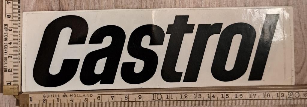 Grote Vintage transparante sticker Castrol olie merk logo, Verzamelen, Stickers, Ophalen of Verzenden, Zo goed als nieuw