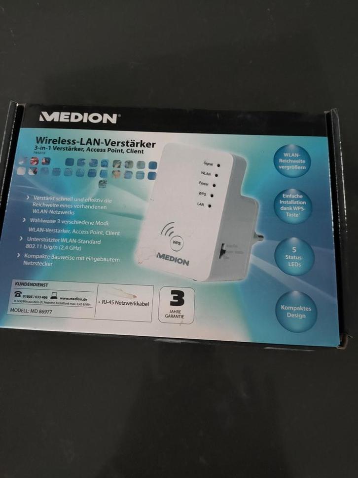 Medion 3-in-1 Wireless LAN Versterker/AP/Client, Computers en Software, WiFi-versterkers, Nieuw, Ophalen of Verzenden