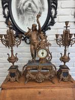 Antiek klokkenstel met kandelaars, Antiek en Kunst, Ophalen of Verzenden