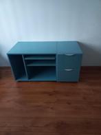 Kast blauw op wielen afmeting B 1.26 x H 64 X D60/62, Ophalen, Met plank(en), Gebruikt, 100 tot 150 cm