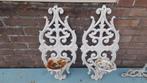 Set van 2 Gietijzeren Witte Muur Ornamenten Brocante, Ophalen of Verzenden