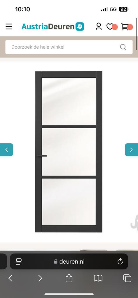 Austria legno giasole nero zwarte binnendeur 83x211,5, Doe-het-zelf en Verbouw, Deuren en Horren, Ophalen, 80 tot 100 cm, Binnendeur