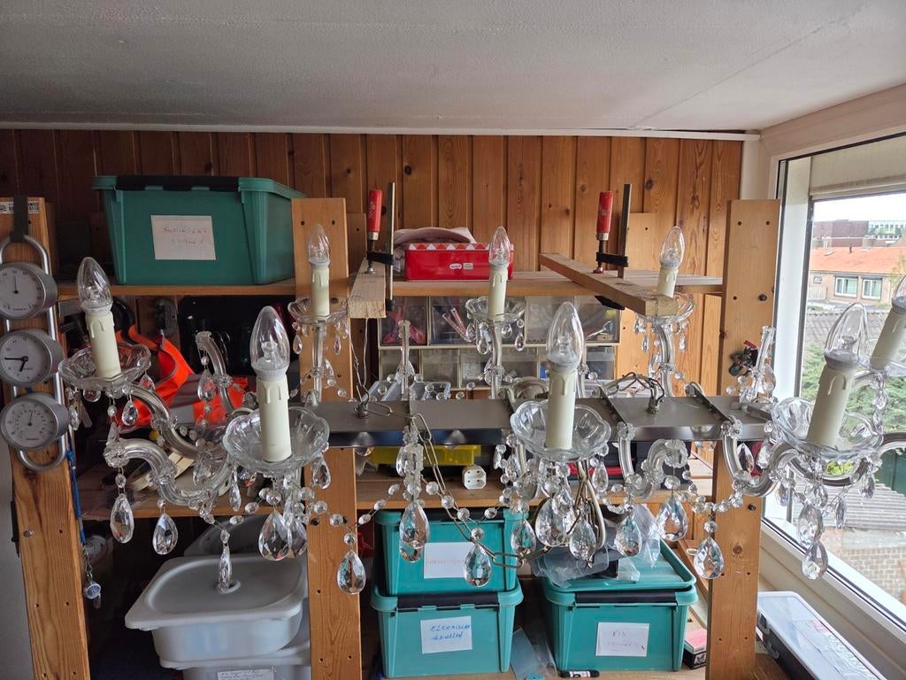 Kroonluchter rechthoekig, Huis en Inrichting, Lampen | Kroonluchters, Ophalen, Zo goed als nieuw, Glas
