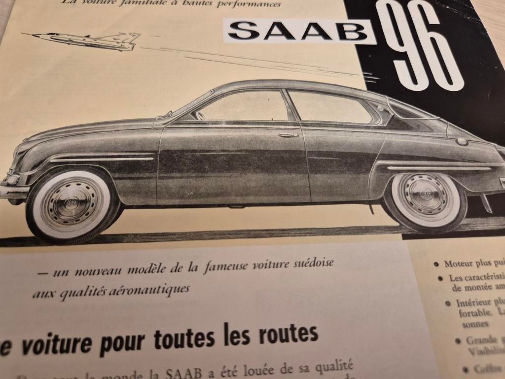 Jaren 60 originele brochure Saab 96 keurige staat óók Rallye, Ophalen of Verzenden, Gelezen, Overige merken