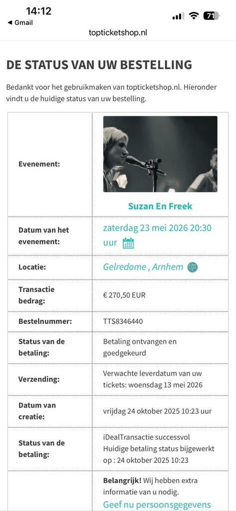 Tickets Suzan en Freek, Twee personen, Overige soorten