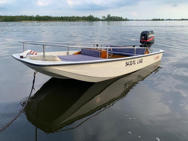 Boston Whaler 13 Super Sport met 50 pk Mercury en trailer, Watersport en Boten, Vis- en Consoleboten, Gebruikt, 50 tot 70 pk, 3 tot 6 meter