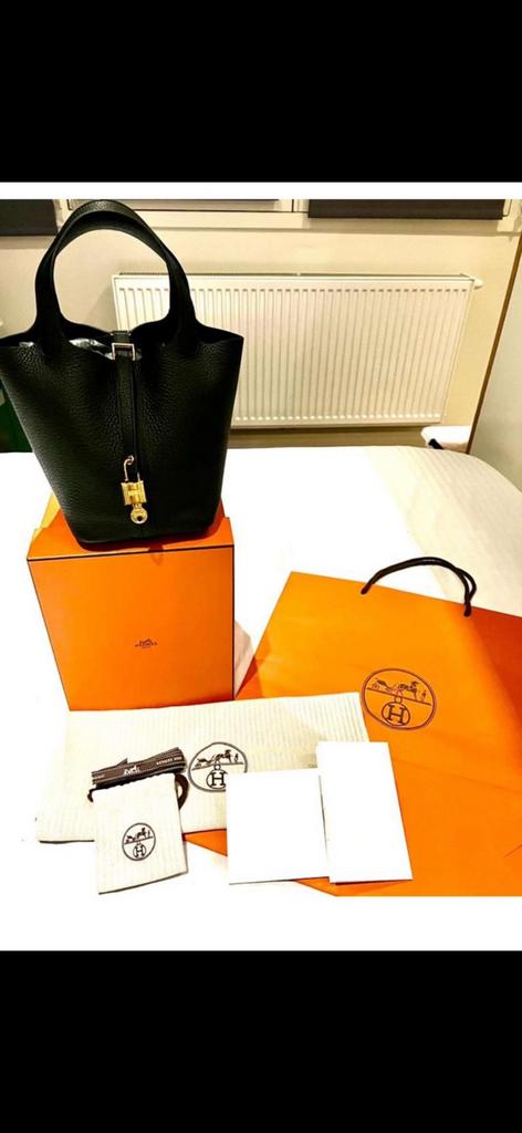Hermès Picotin Lock, Ophalen of Verzenden, Zo goed als nieuw, Zwart, Handtas