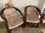 Set van 2 houten stoelen met stoffen bekleding, Ophalen, Gebruikt, Twee, Overige kleuren