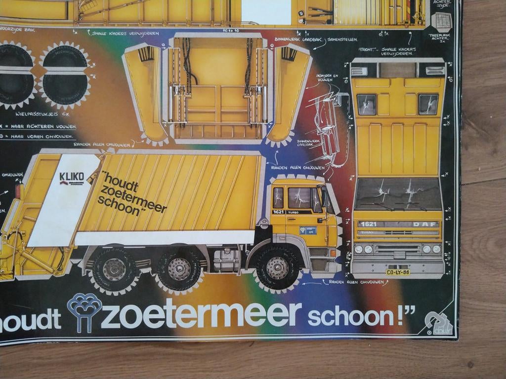 Oude bouwplaat(karton) vuilniswagen Zoetermeer Kliko, Ophalen, Zo goed als nieuw, Auto, Overige merken